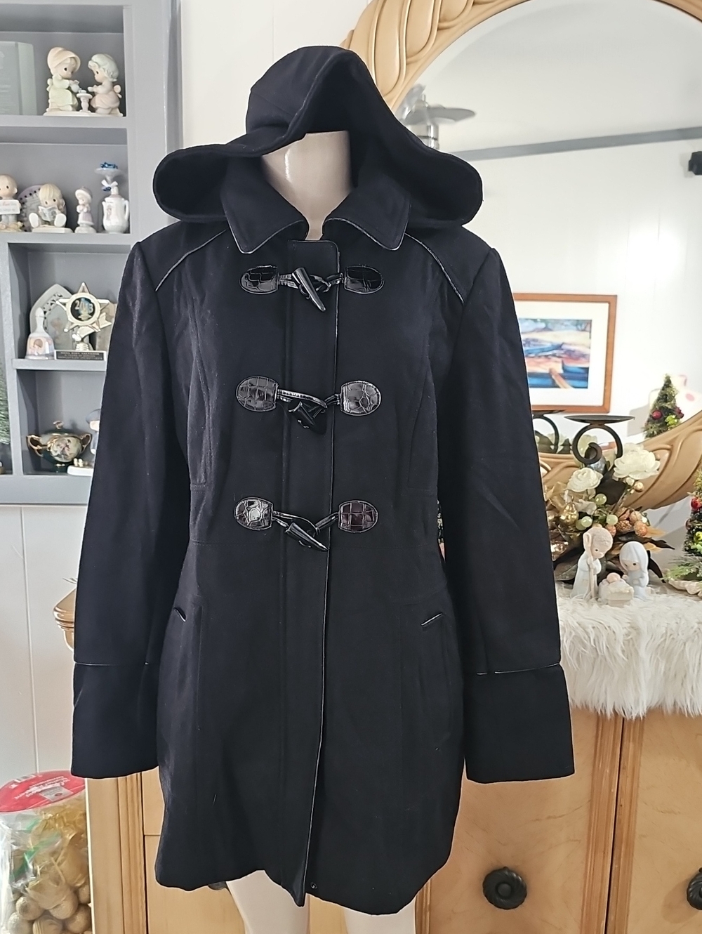 Guess Classic Hooded Toggle Coat - Black
